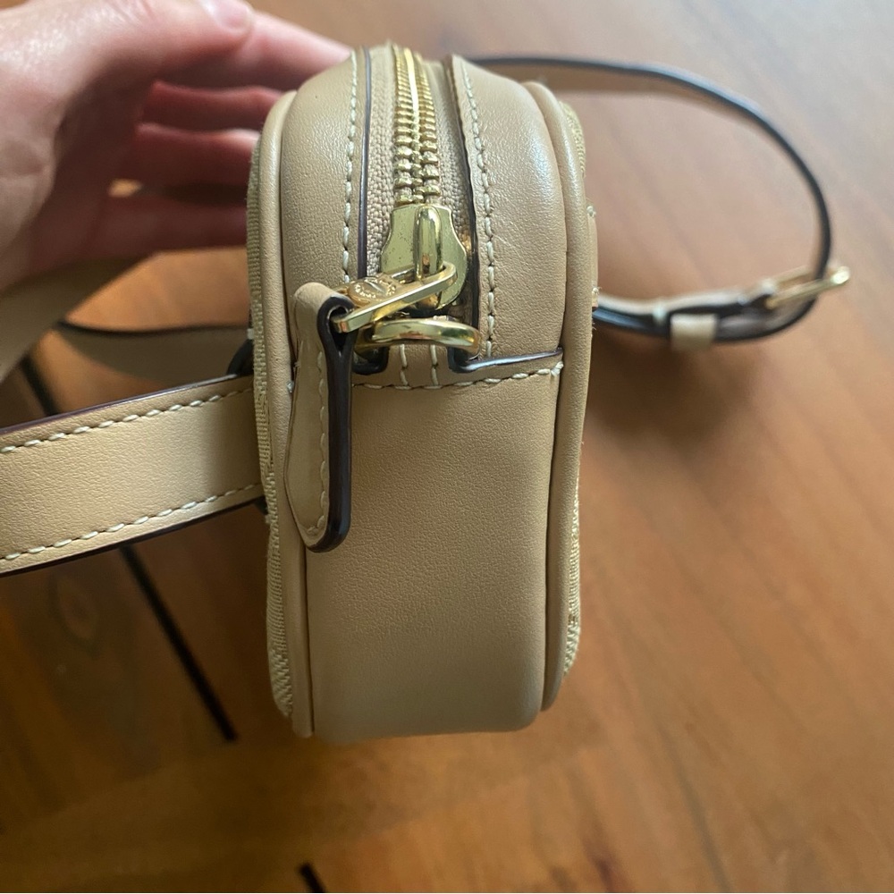 Coach Ivie Womens Beige Convertible Gold Zip Jacquard Small Belt Crossbody Bag - Picture 10 of 15